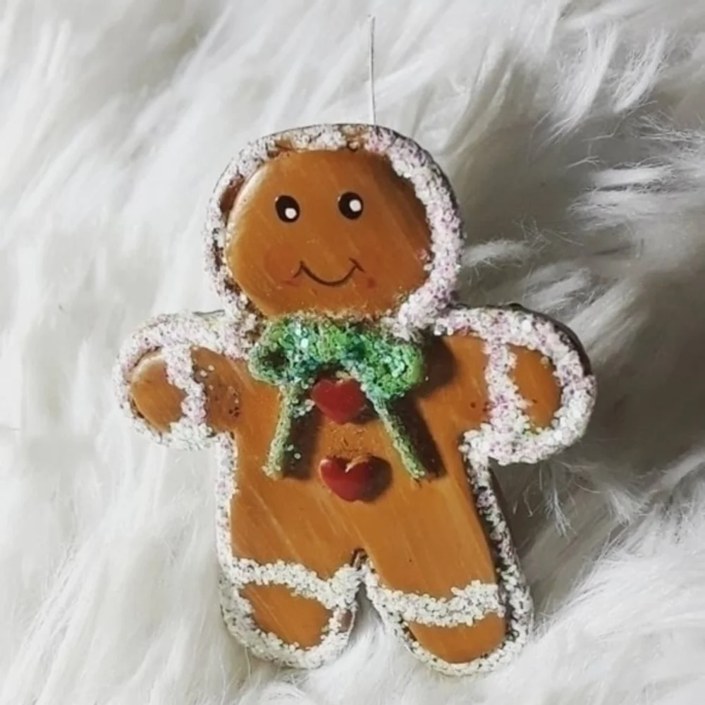 Vintage Glittering Gingerbread Man Brooch Pin